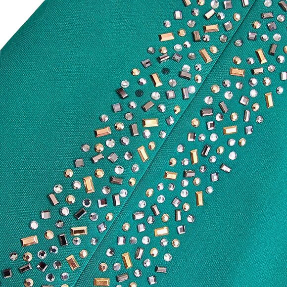 Calvin Klein Green Sheath Dress 6 Rhinestone Slit - Picture 4 of 7